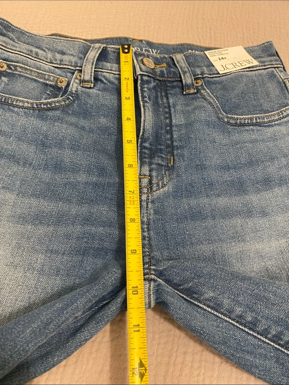 J. Crew Denim Trouser High Rise Semi Stretch Blue Wide-Leg Jeans. Size 24P New